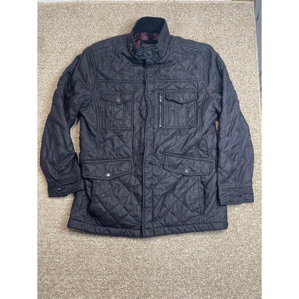 Johnston Murphy Mens Black Cotton Zip Military Style Jacket Sz L